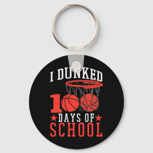 100 Days Of School Bysketbyll Kids Keychain