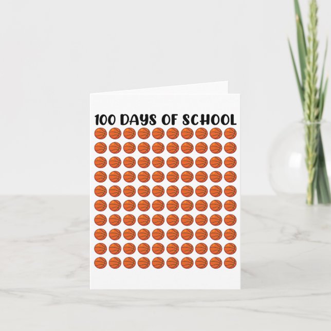 100 Days Of School Bysketll 100th Teacher  Card (Front)