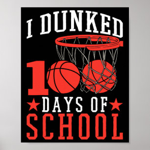 100 Days Of School Bysketll Kids Poster