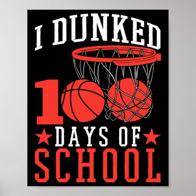 100 Days Of School Bysketll Kids  Poster (Front)