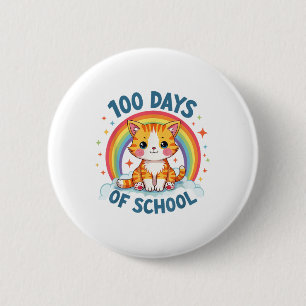 100 Days Of School Cat Girls Teacher 100th Day Of 2 Inch Round Button