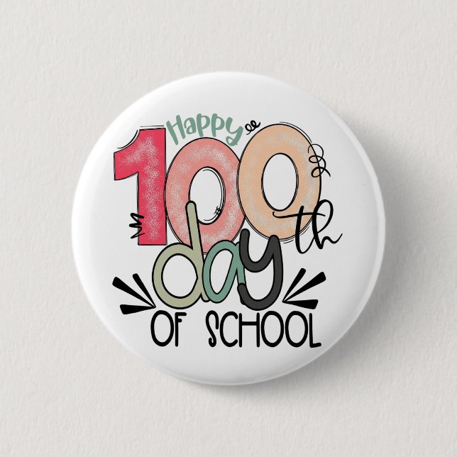 100 days of school celebration button / pin badge (Front)
