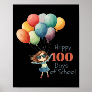 100 Days Of School Celebration Outfit For Girls &a Poster