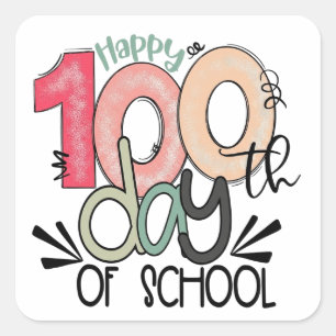 100 days of school celebration  square sticker