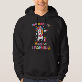 100 Days Of School Colorful  Dabbing Unicorn 100th Hoodie