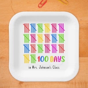 100 Days of School Colorful Tally Mark Paper Plate