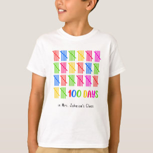 100 Days of School Colorful Tally Mark T-Shirt