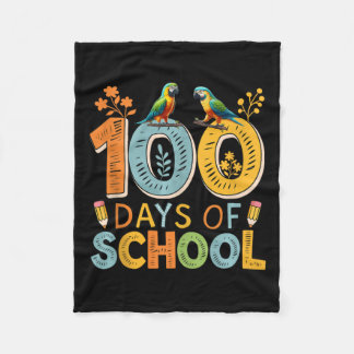 100 Days Of School Colourful Cute Parrots Teacher Fleece Blanket