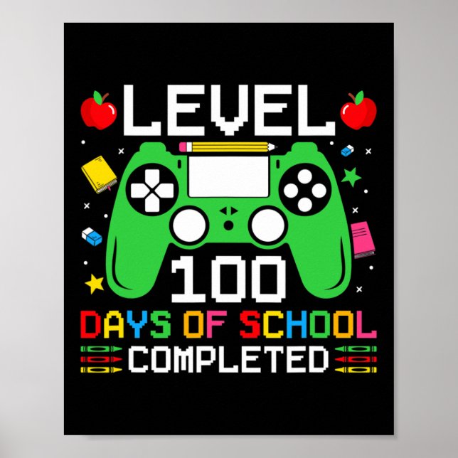 100 Days Of School Completed Gaming Toddler Boy  Poster (Front)