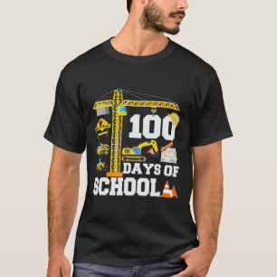 100 Days Of School Construction Vehicle Excavator  T-Shirt
