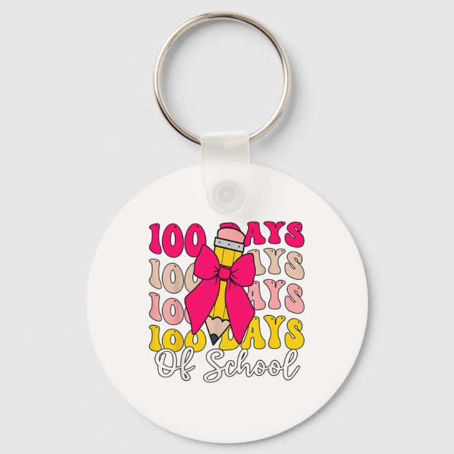 100 Days Of School Coquette Bow 100th Day Of Keychain (Front)