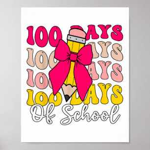100 Days Of School Coquette Bow 100th Day Of Poster
