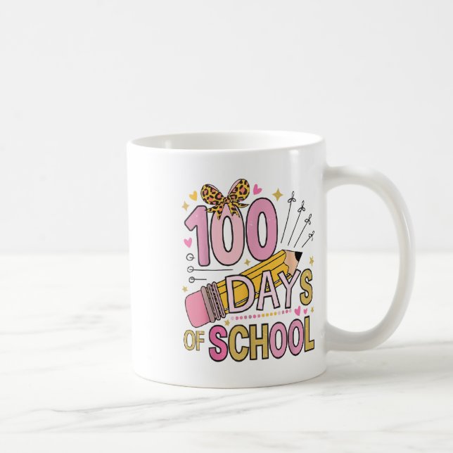 100 Days Of School Coquette Bow 100th Day School Coffee Mug (Right)