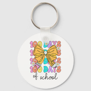 100 Days Of School Coquette Bow 100th Day School Keychain