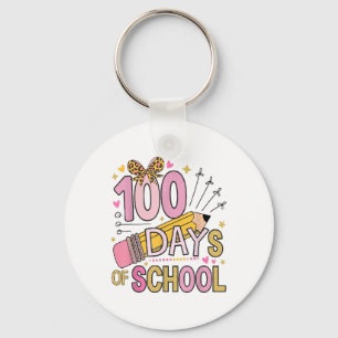 100 Days Of School Coquette Bow 100th Day School Keychain