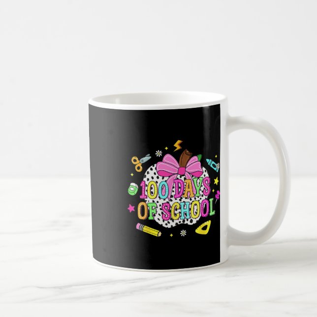 100 Days Of School Coquette Bow Apple 100th Day Of Coffee Mug (Right)