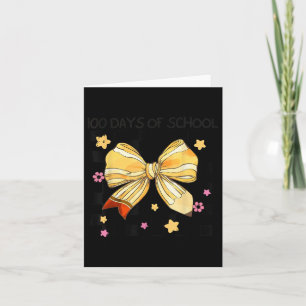 100 Days Of School, Coquette Bow Kindergarten Teac Card