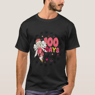 100 Days Of School Coquette Pencil Bow Ribbon Girl T-Shirt