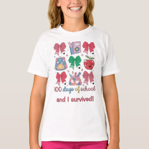 100 Days Of School Coquette Pencil Bows Cute T-Shirt
