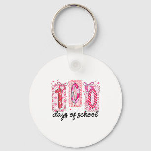 100 Days Of School Coquette Valentine Girls Teache Keychain