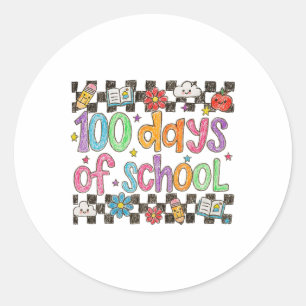 100 Days Of School Crayon Handwriting Style Teache Classic Round Sticker