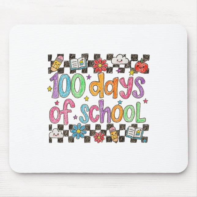 100 Days Of School Crayon Handwriting Style Teache Mouse Pad (Front)