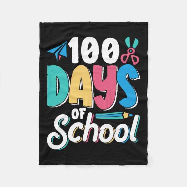 100 Days Of School Cute Cl Kids Pupil  Fleece Blanket (Front)