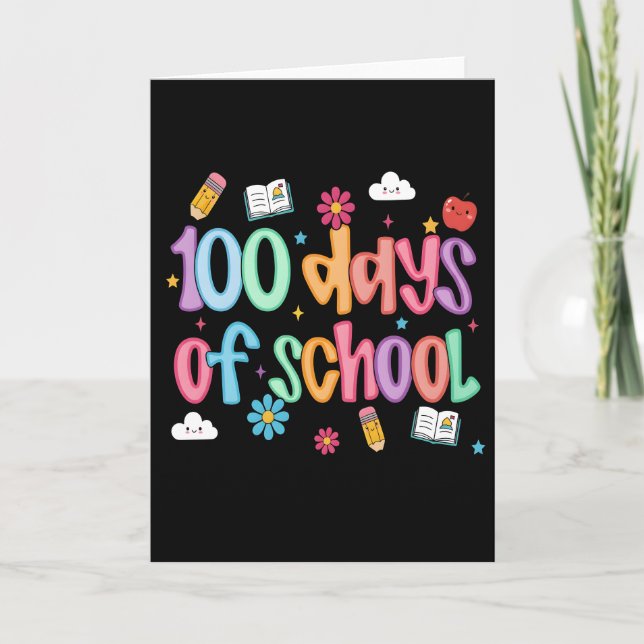 100 Days of School Cute Colorful Classroom Card (Front)
