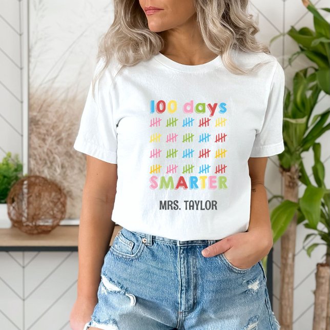 100 Days of School Cute Colourful Teacher T-Shirt (Creator Uploaded)
