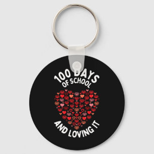 100 Days Of School Cute Heart Happy 100th Days Keychain