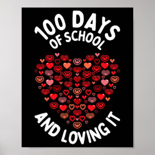 100 Days Of School Cute Heart Happy 100th Days  Poster