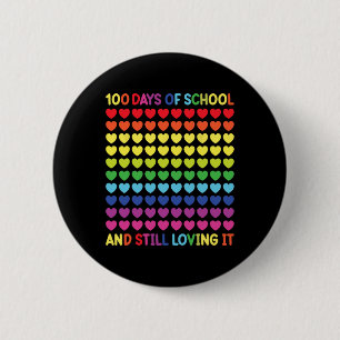 100 Days of School Cute Heart Teachers and Kids No 2 Inch Round Button