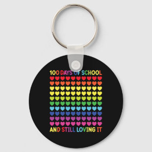 100 Days of School Cute Heart Teachers and Kids No Keychain