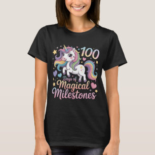 100 Days of School Cute Pastel Unicorn Rainbow Des T-Shirt