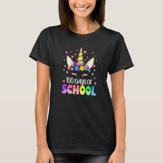100 Days of School Cute Unicorn Girls  100th Day S T-Shirt