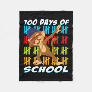 100 Days Of School Dabbing Monkey Fun Animal Lover Fleece Blanket