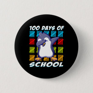 100 Days Of School Dabbing Penguin Fun Animal Love 2 Inch Round Button