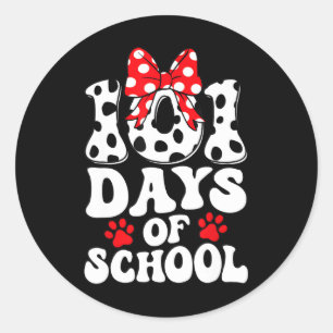 100 Days Of School Dalmatian Dog 100 Days Smarter Classic Round Sticker