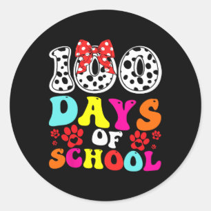 100 Days Of School Dalmatian Dog 100 Days Smarter Classic Round Sticker