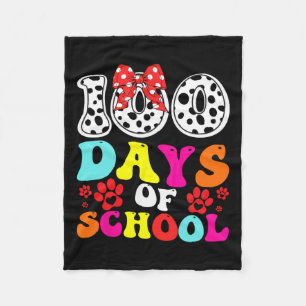 100 Days Of School Dalmatian Dog 100 Days Smarter Fleece Blanket