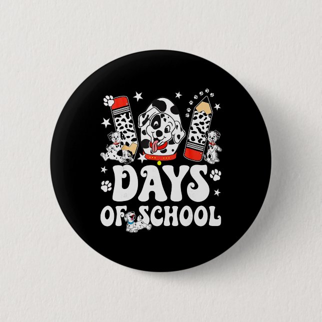 100 Days Of School Dalmatian Dog Boy Kid 100th Day 2 Inch Round Button (Front)