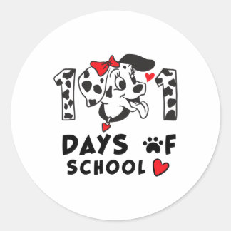 100 Days Of School Dalmatian Dog Boy Kid 100th Day Classic Round Sticker
