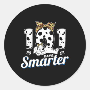 100 Days Of School Dalmatian Dog Boy Kid 100th Day Classic Round Sticker