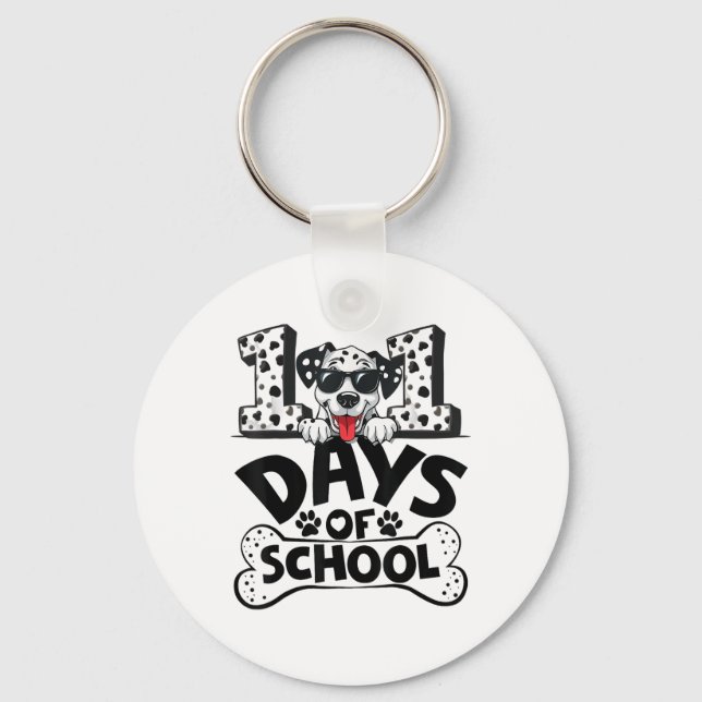 100 Days Of School Dalmatian Dog Boy Kid 100th Keychain (Front)