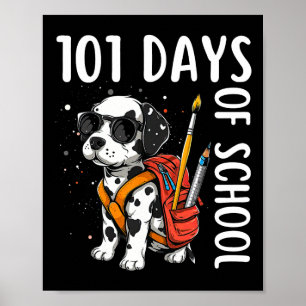 100 Days Of School Dalmatian Dog Shirt For Kids Bo Poster
