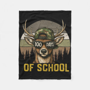 100 Days Of School Deer Hunting Boy Camo Boy Girl Fleece Blanket