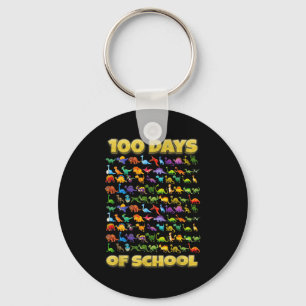 100 Days Of School Dinosaur 100 Days Smarter Keychain