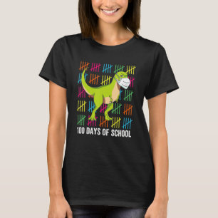 100 Days Of School Dinosaur Mask Fun Teacher Boys T-Shirt