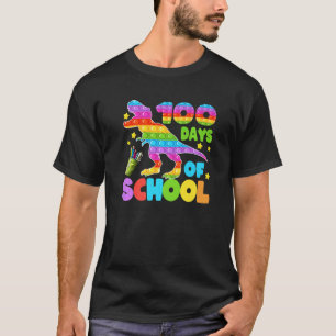 100 Days Of School Dinosaur Pop it Teacher Kids Bo T-Shirt