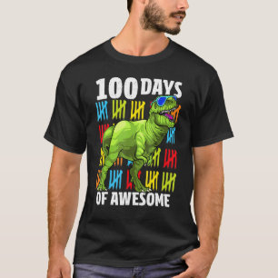 100 Days Of School Dinosaur Rex Dino Kids Boys 100 T-Shirt